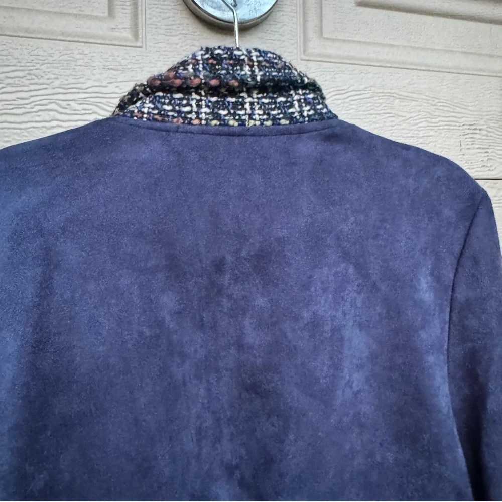 Navy Blazer with Tweed Accents - Picture 10 of 10